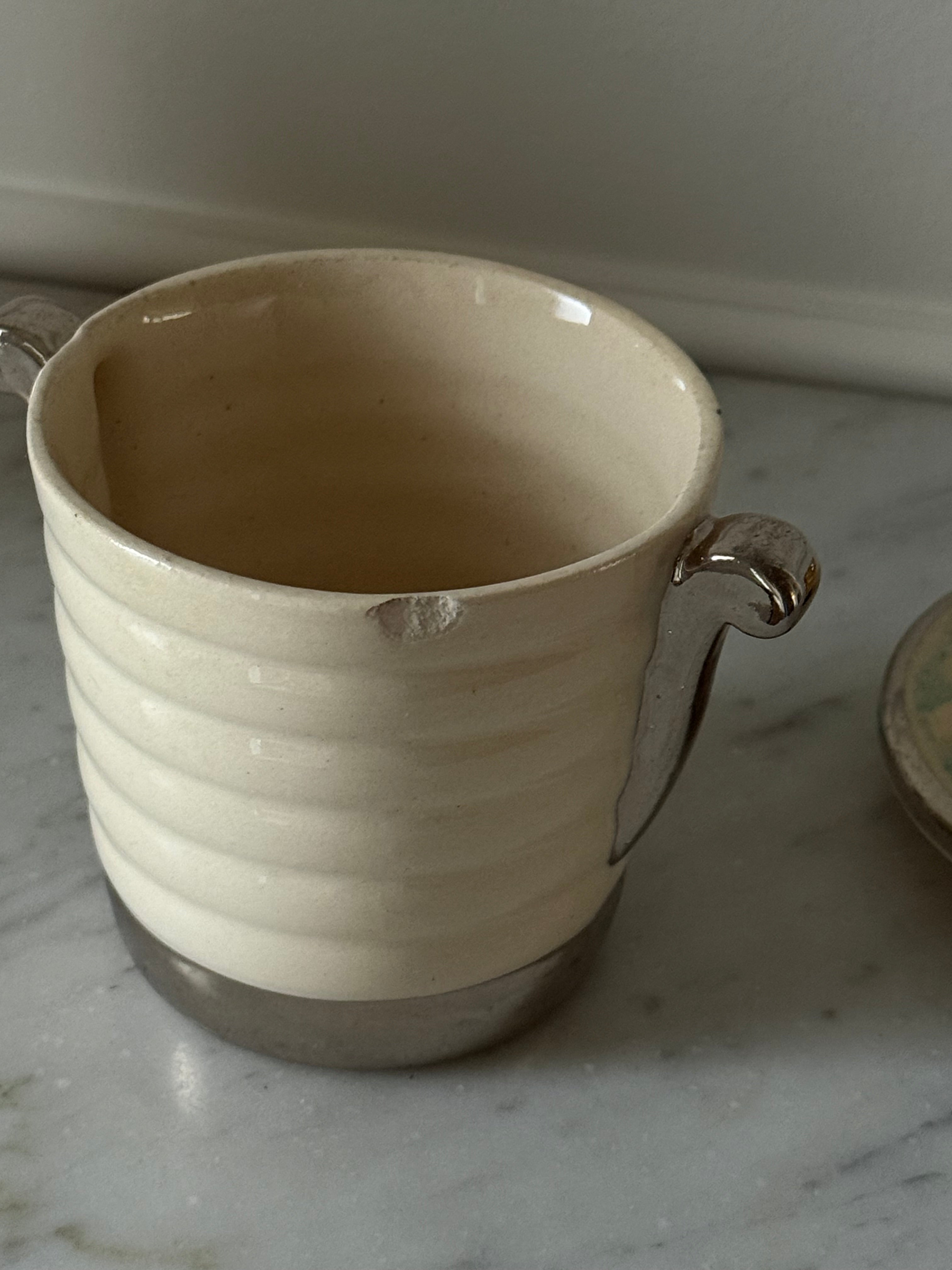 rare 1950s French porcelain souvenir "champagne bucket" condiment jar