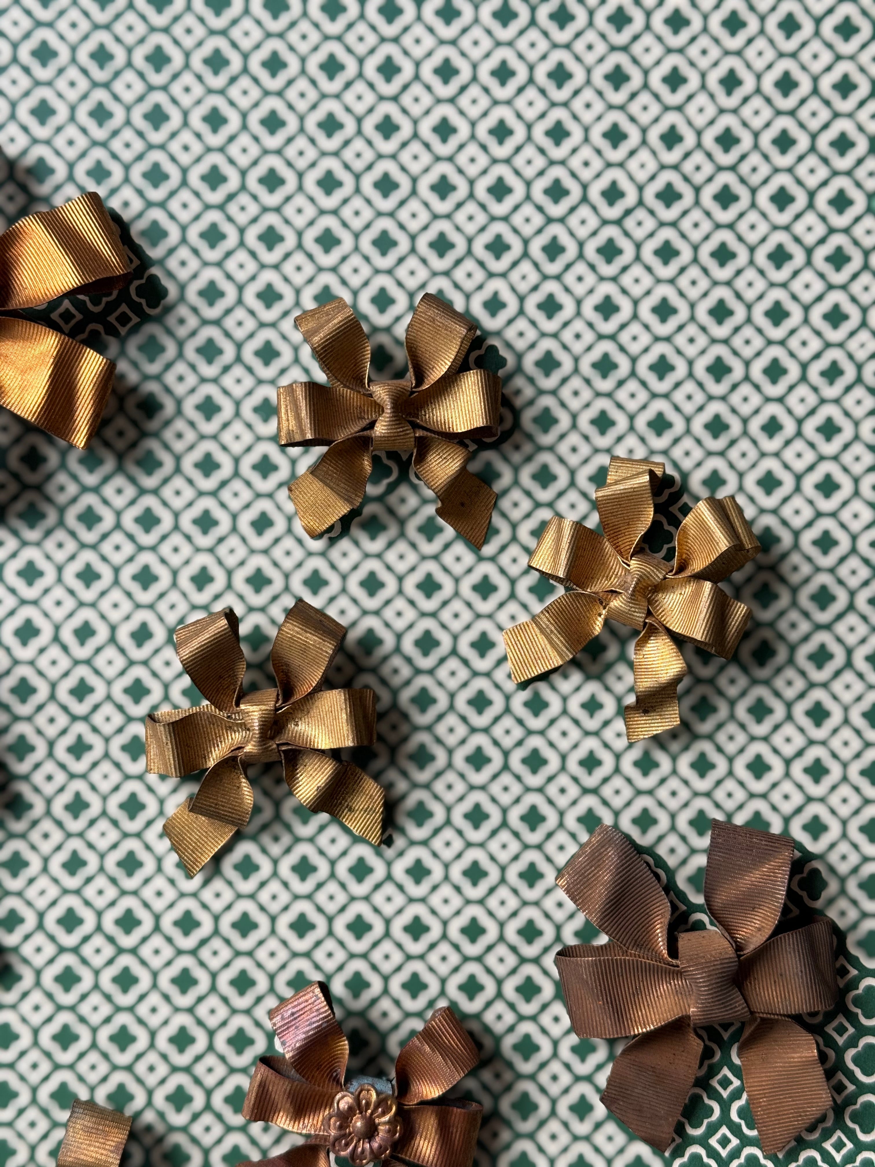 rare 19th century french gilt brass ribbon "bow" ornament