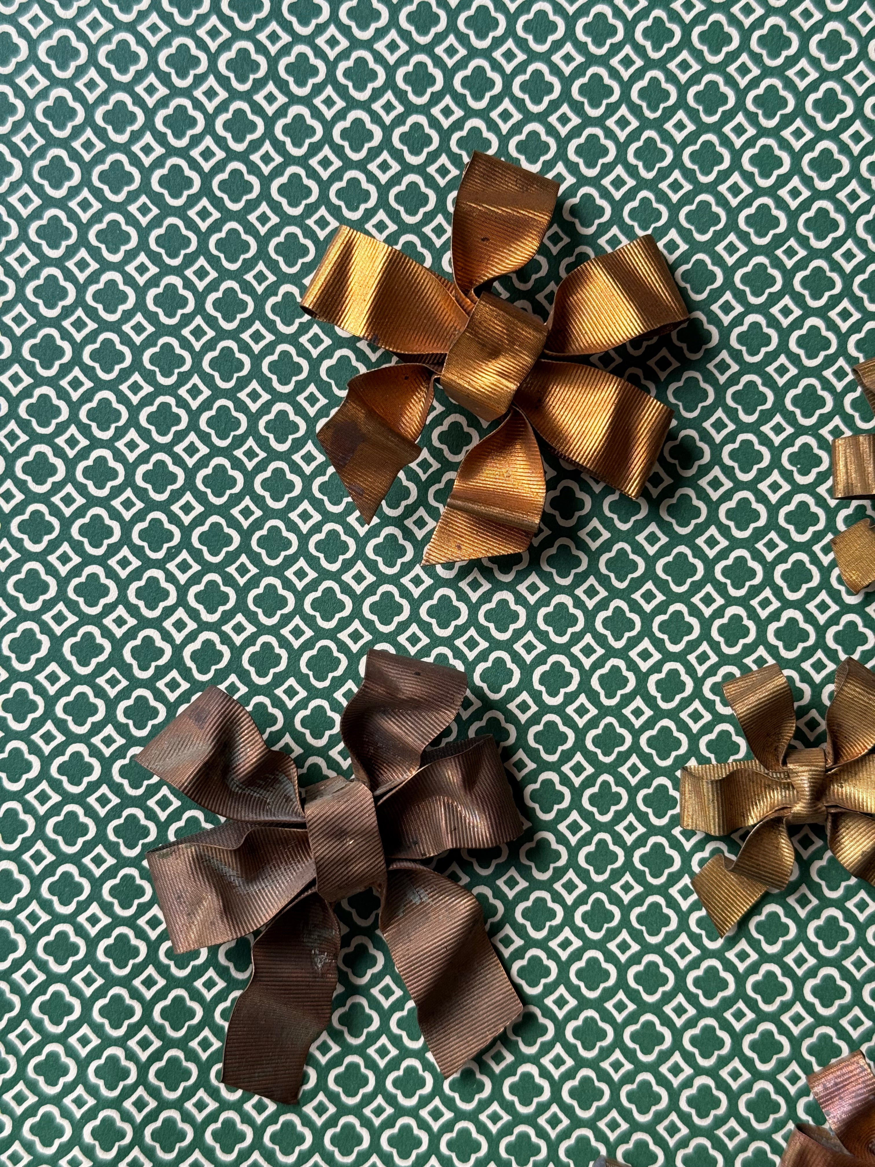 rare 19th century french gilt brass ribbon "bow" ornament