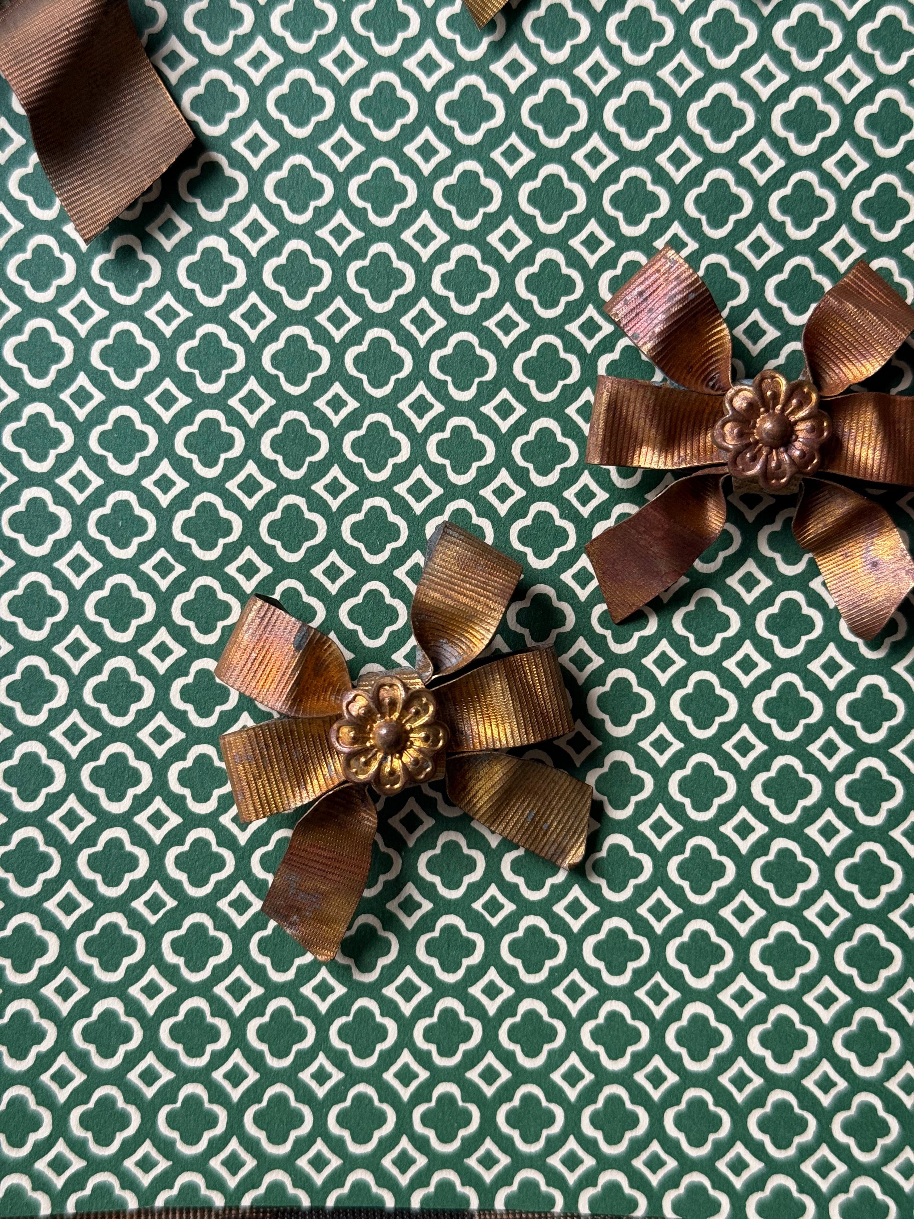 rare 19th century french gilt brass ribbon "bow" ornament