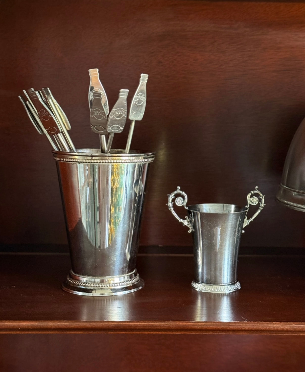 set of vintage 1970s French Perrier silver plate cocktail stirrers, set of 12