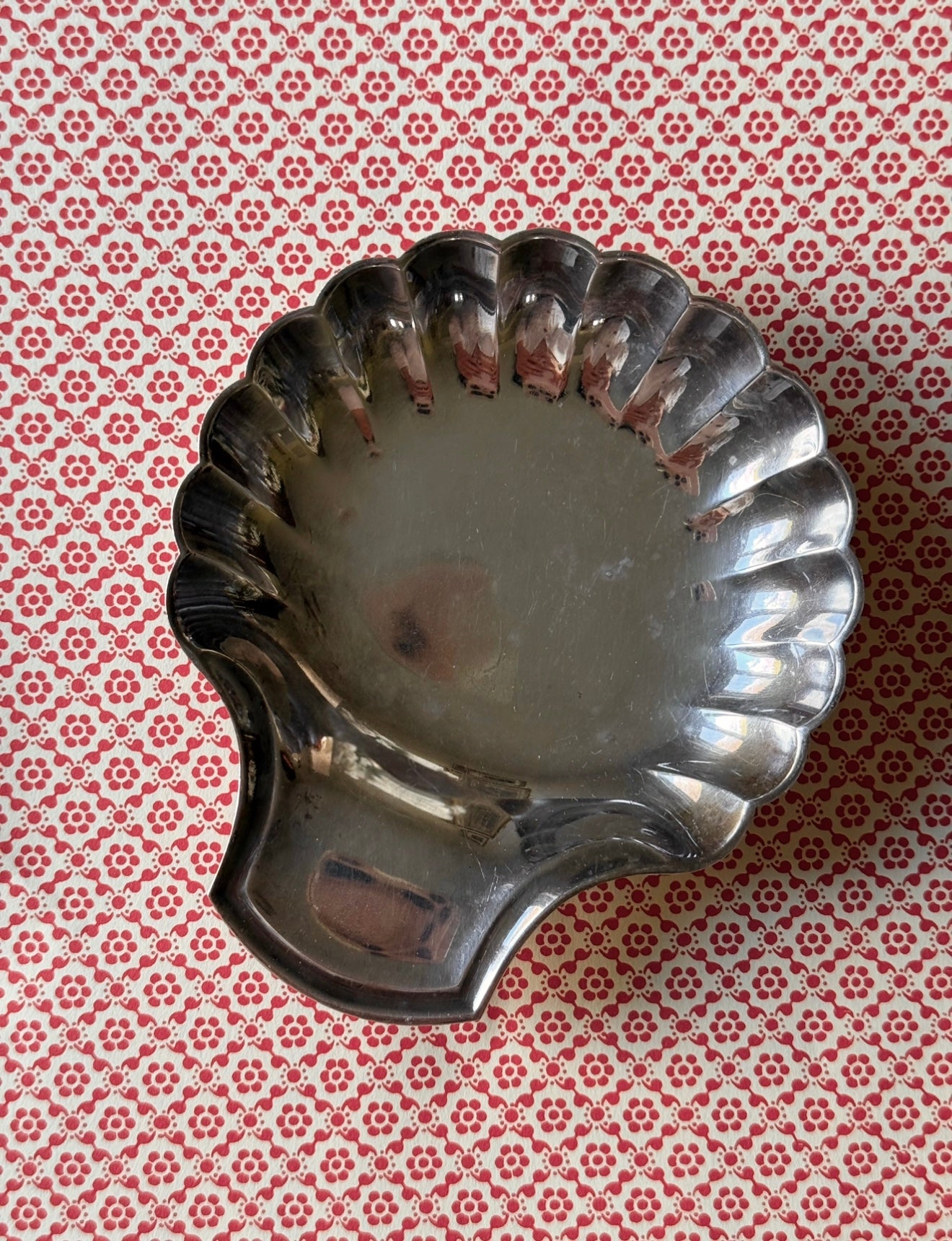 midcentury French Christofle Paris silver plate shell dish