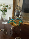 antique 19th century French brass and ruffled art glass dressing table mirror
