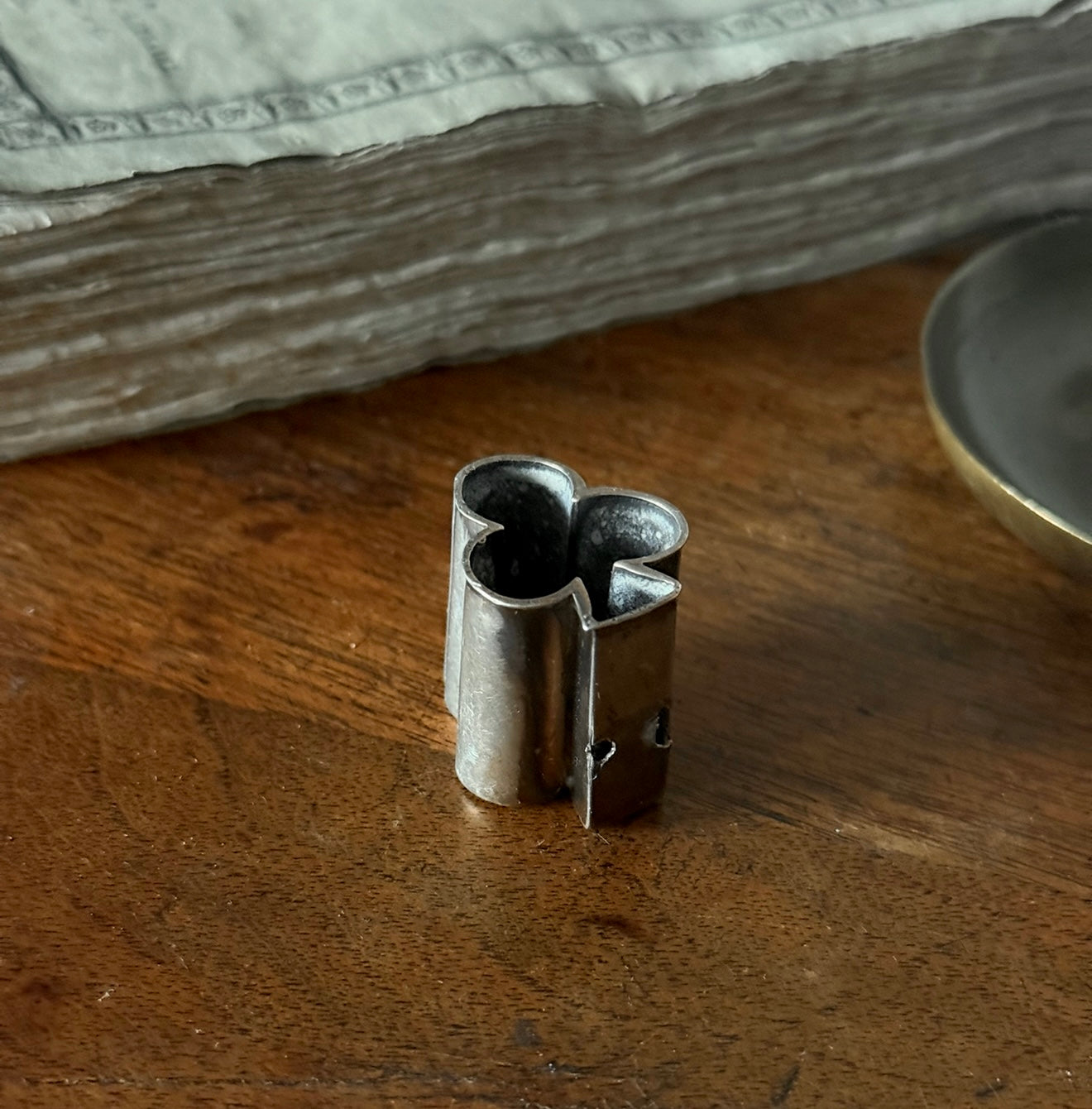 turn of the century French "trefoil" matchstick holder with striker