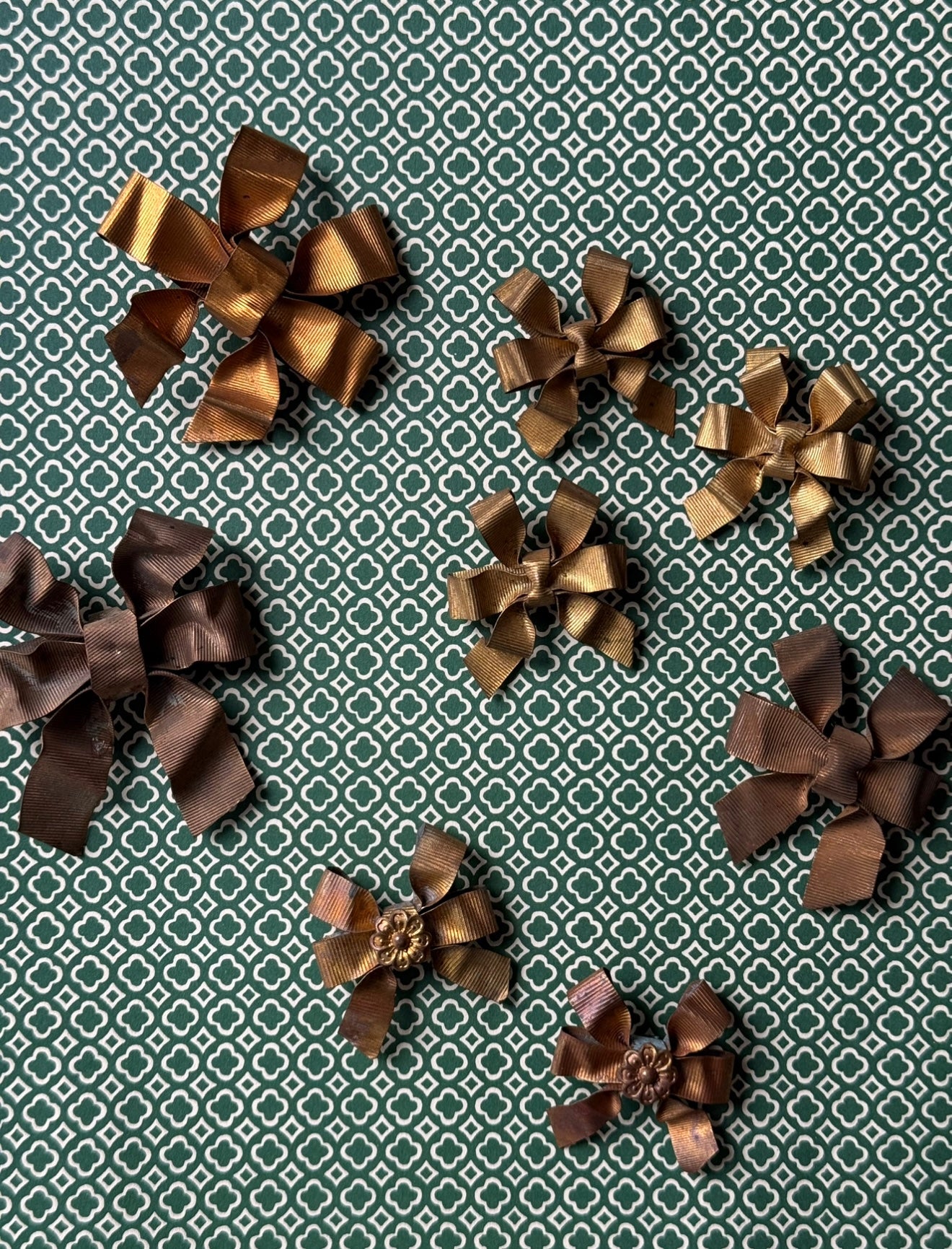 rare 19th century french gilt brass ribbon "bow" ornament