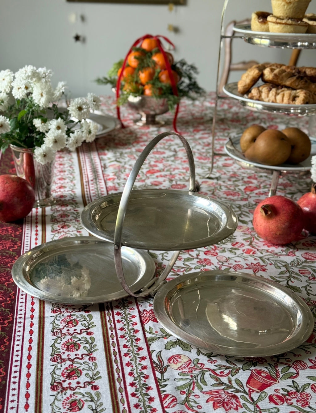 rare 19th century Henin & Hartz Paris silver plate folding dessert "gueridon" tray