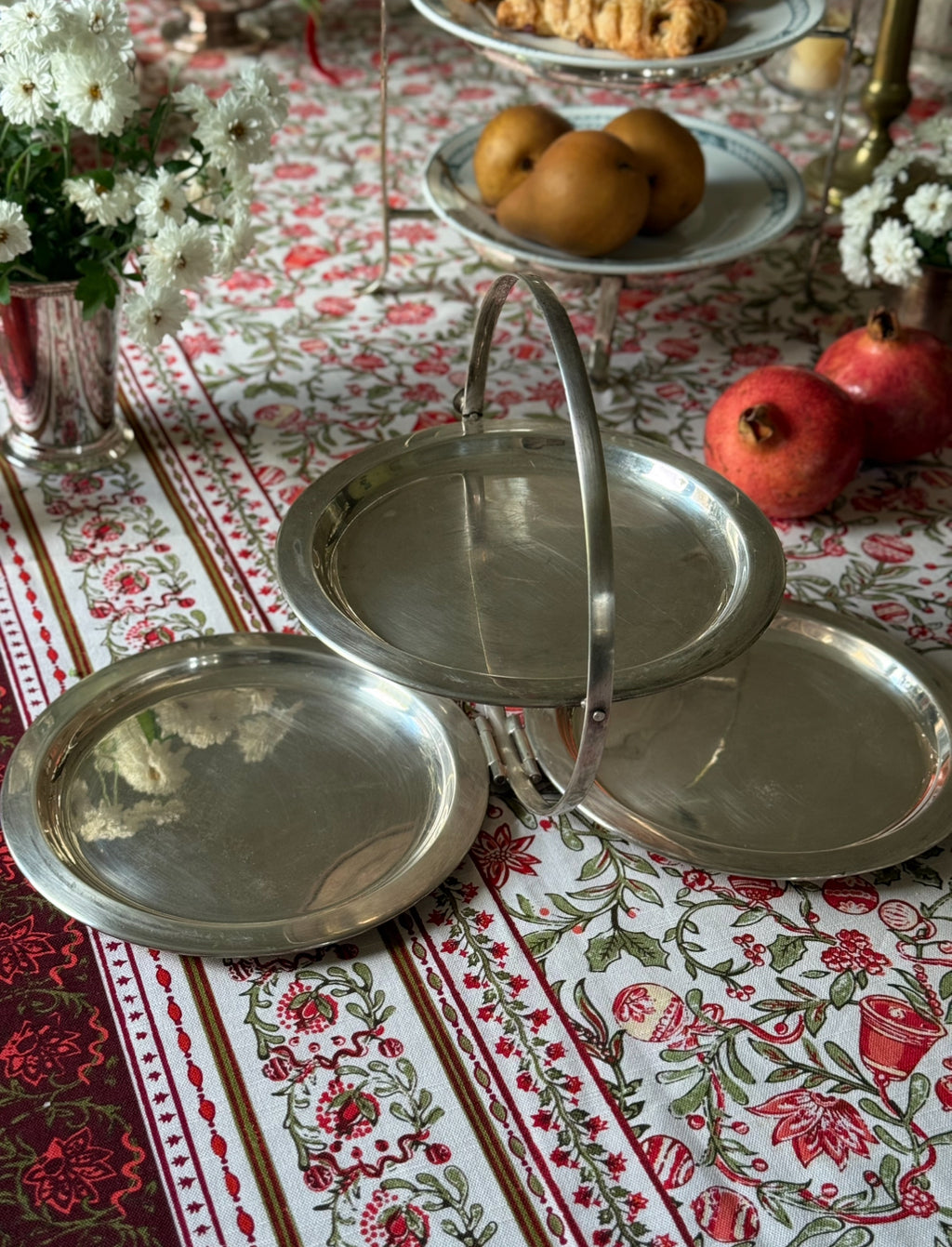 rare 19th century Henin & Hartz Paris silver plate folding dessert "gueridon" tray