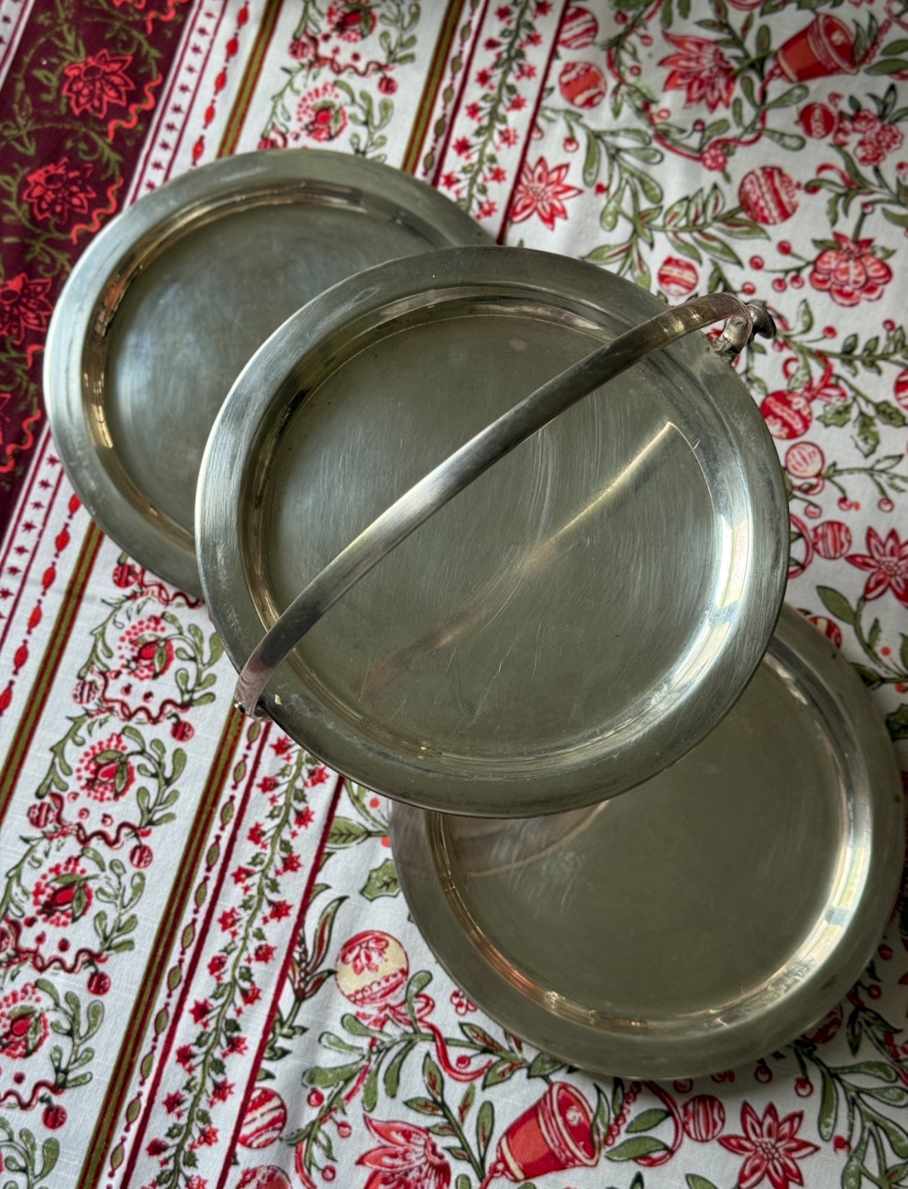 rare 19th century Henin & Hartz Paris silver plate folding dessert "gueridon" tray