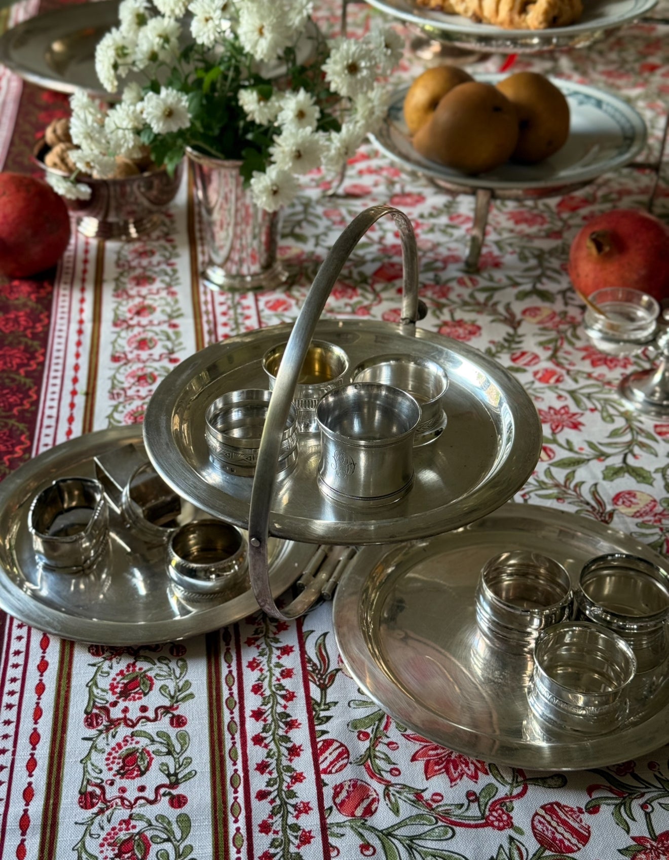 rare 19th century Henin & Hartz Paris silver plate folding dessert "gueridon" tray