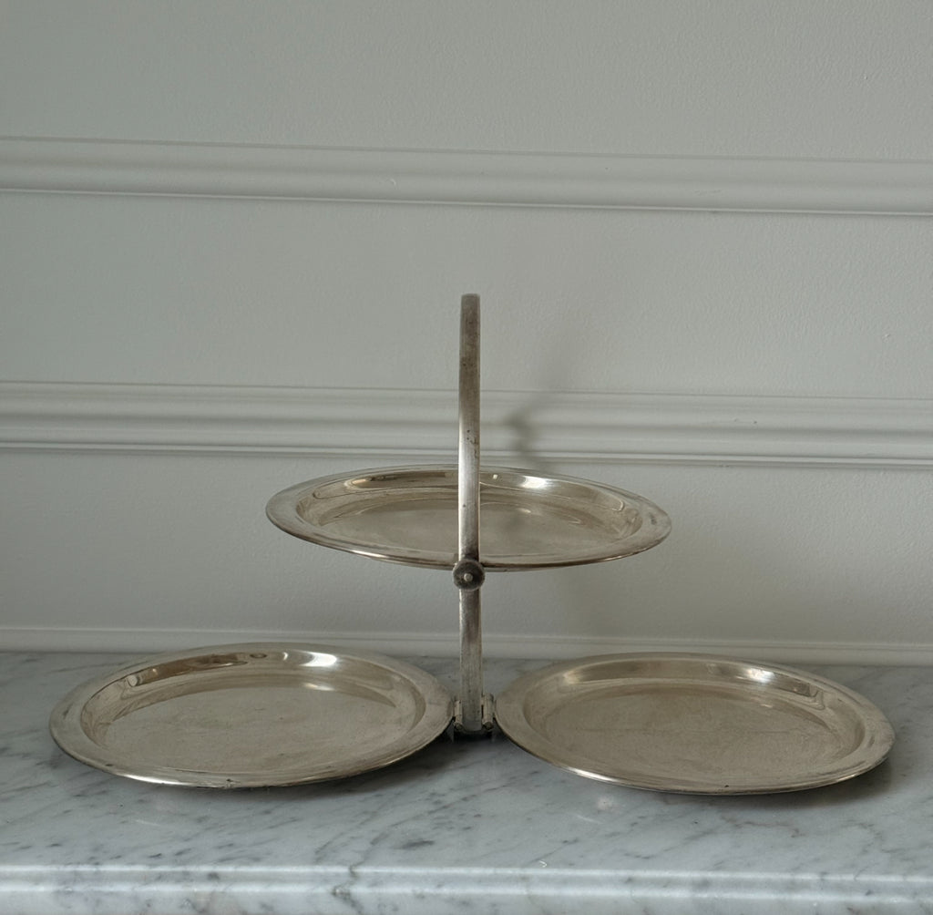 rare 19th century Henin & Hartz Paris silver plate folding dessert "gueridon" tray