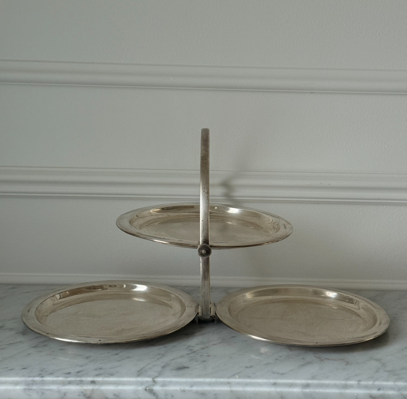 rare 19th century Henin & Hartz Paris silver plate folding dessert "gueridon" tray