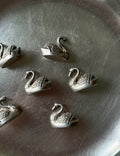 vintage French silver plate swan place card holders, set of 6