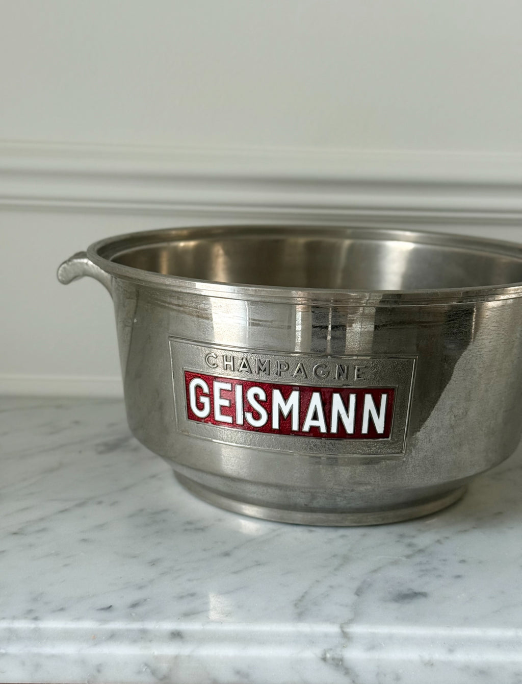 rare 1930s French Geismann chrome and enamel champagne bucket