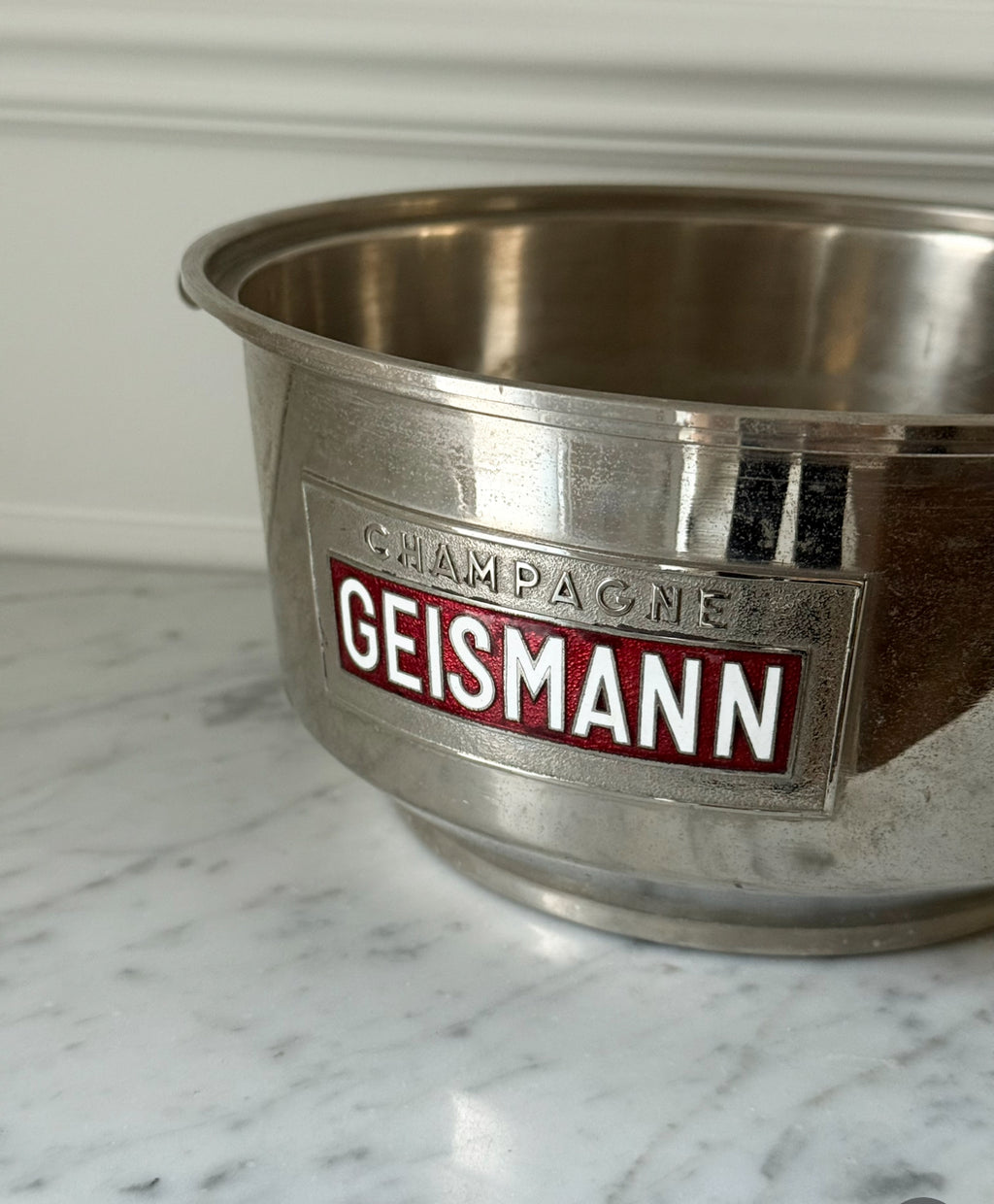 rare 1930s French Geismann chrome and enamel champagne bucket