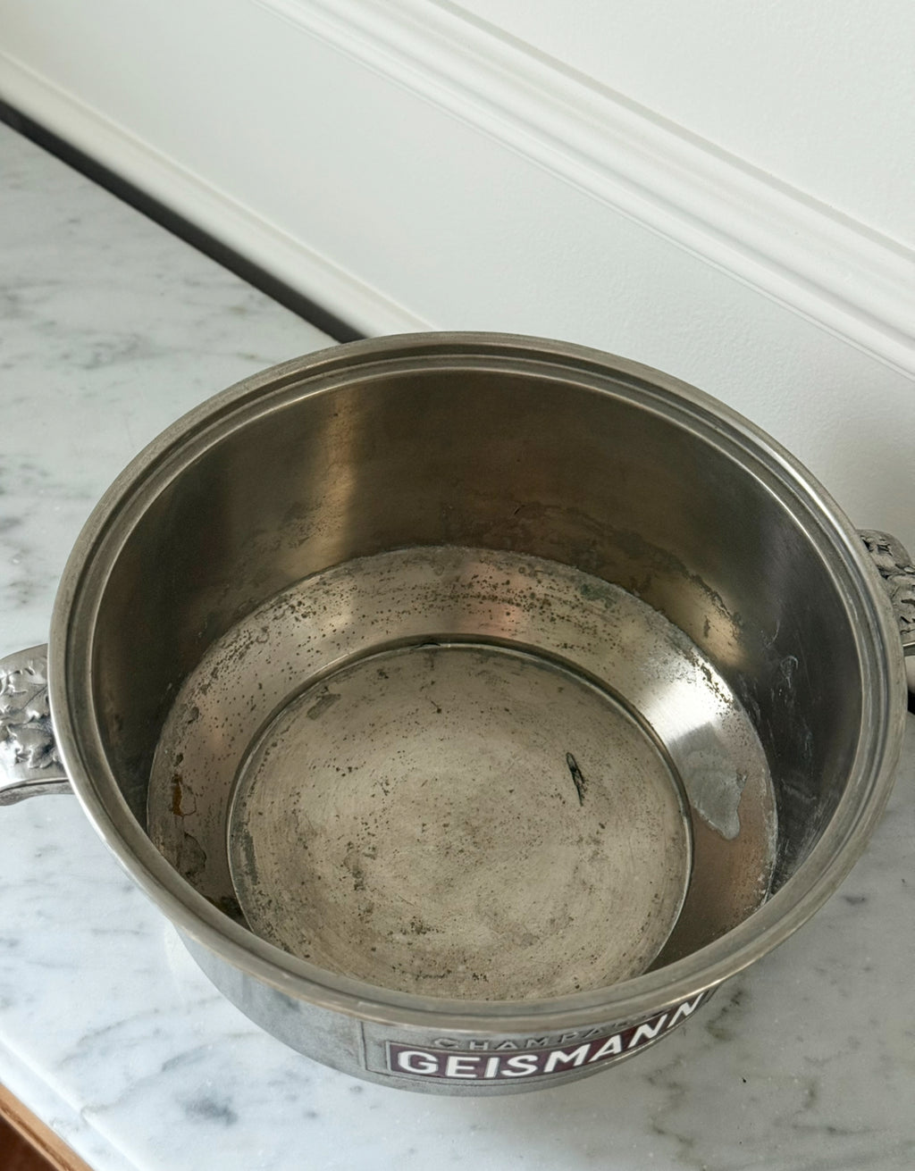 rare 1930s French Geismann chrome and enamel champagne bucket
