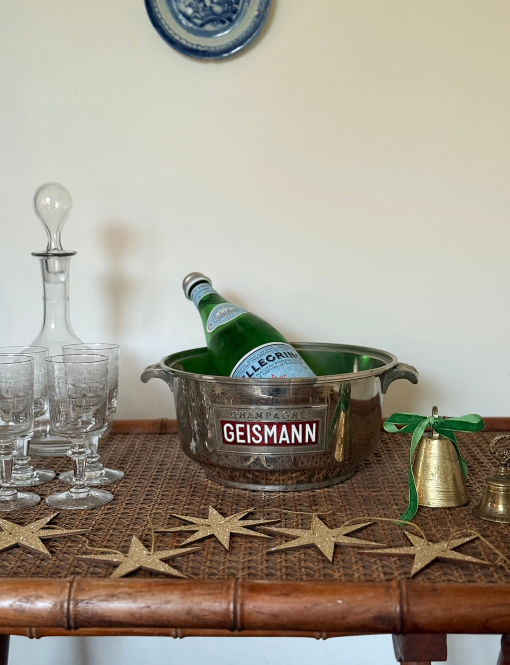 rare 1930s French Geismann chrome and enamel champagne bucket