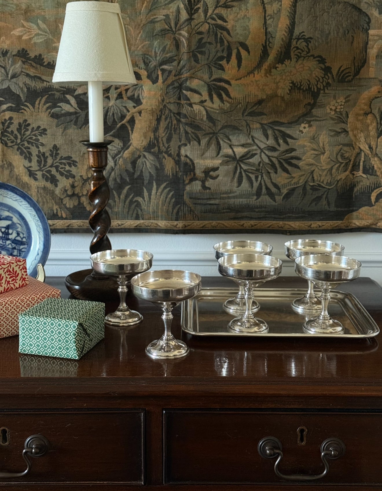 Vintage french silver champagne coupes, set of 6