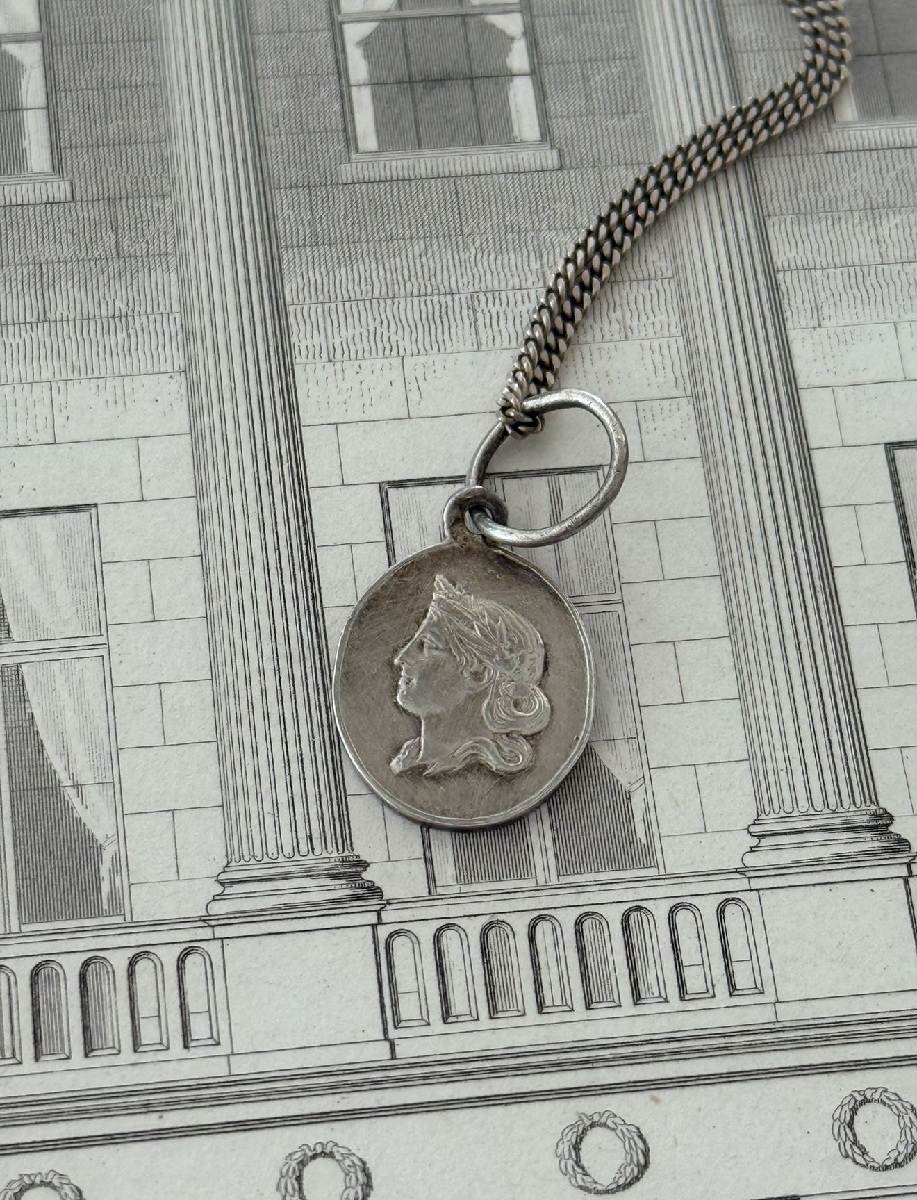 1940s French silver plate Paris municipal ID medallion featuring “La Marianne”