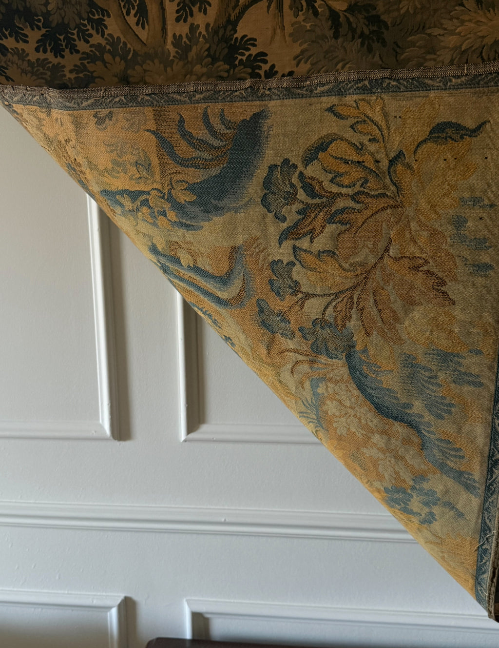 19th century French verdure tapestry panel, Aubusson style pastoral scene