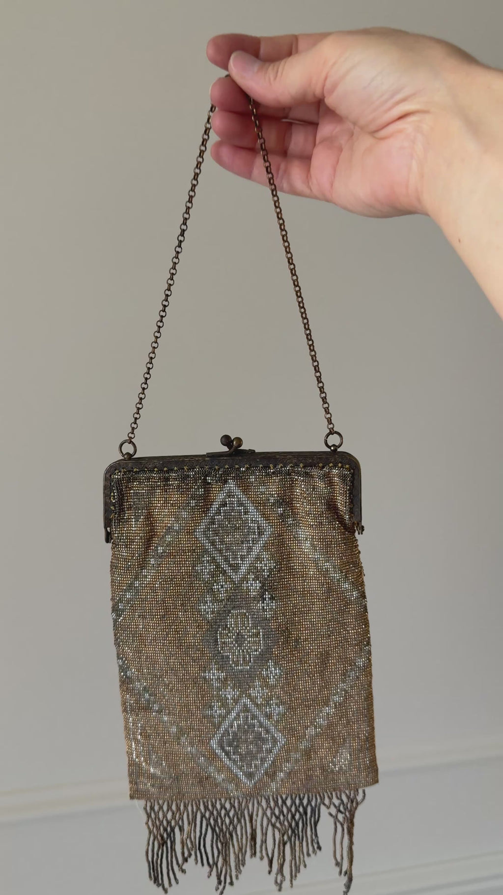 antique 1920s French art deco glass bead evening bag