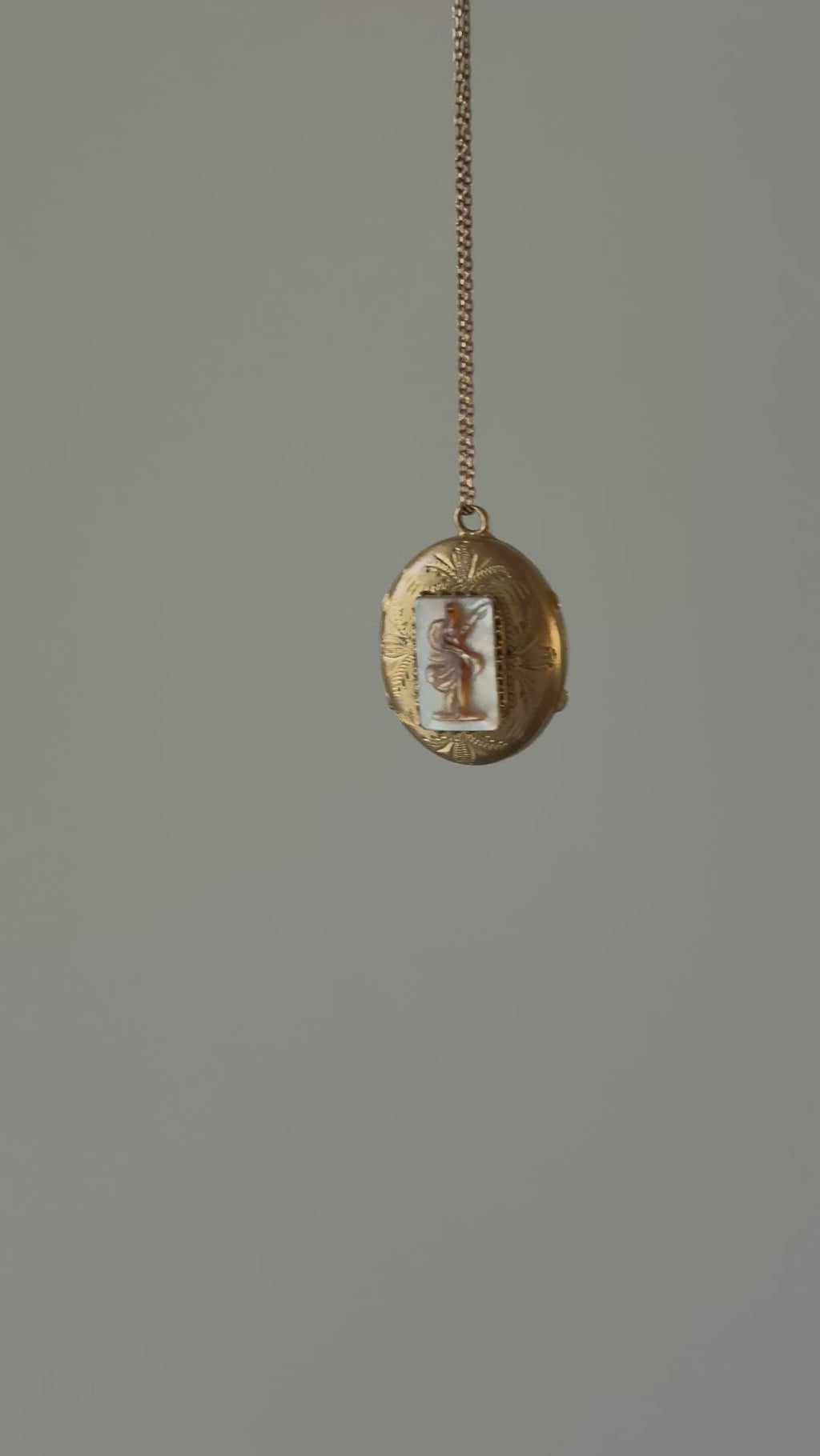 rare 19th century French carved mother-of-pearl cameo neoclassical chased brass photo locket